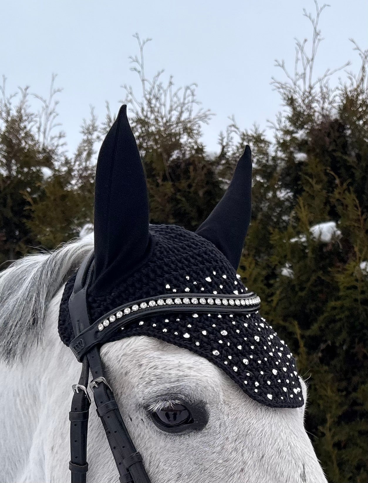 MUSTA NELIÖREUNAINEN KORVAHUPPU