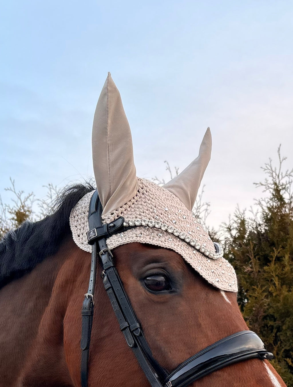 BEIGE NELIÖREUNAINEN KORVAHUPPU