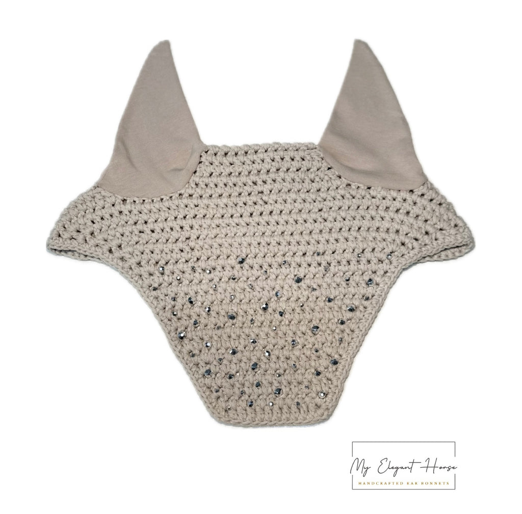 BEIGE NELIÖREUNAINEN KORVAHUPPU