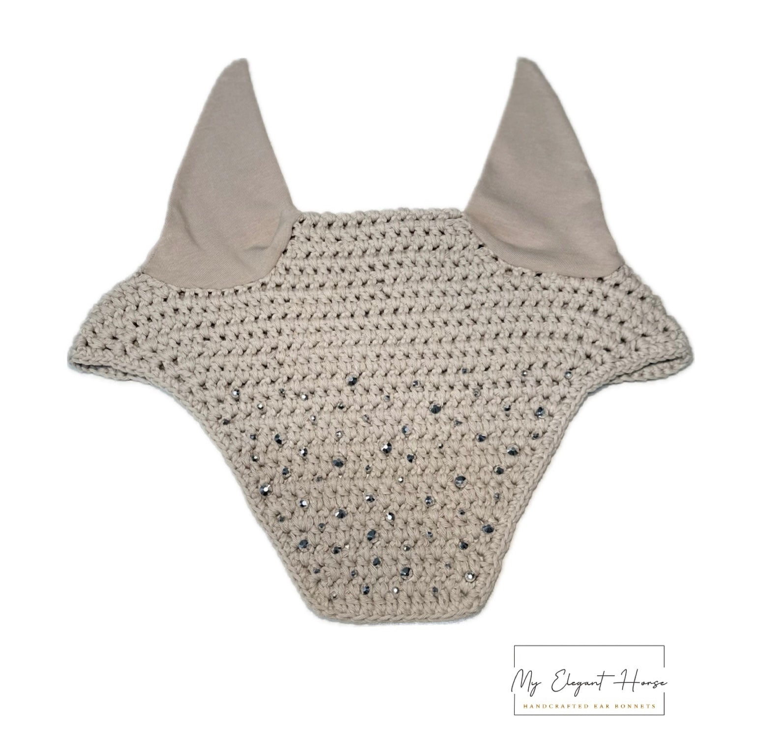 BEIGE NELIÖREUNAINEN KORVAHUPPU