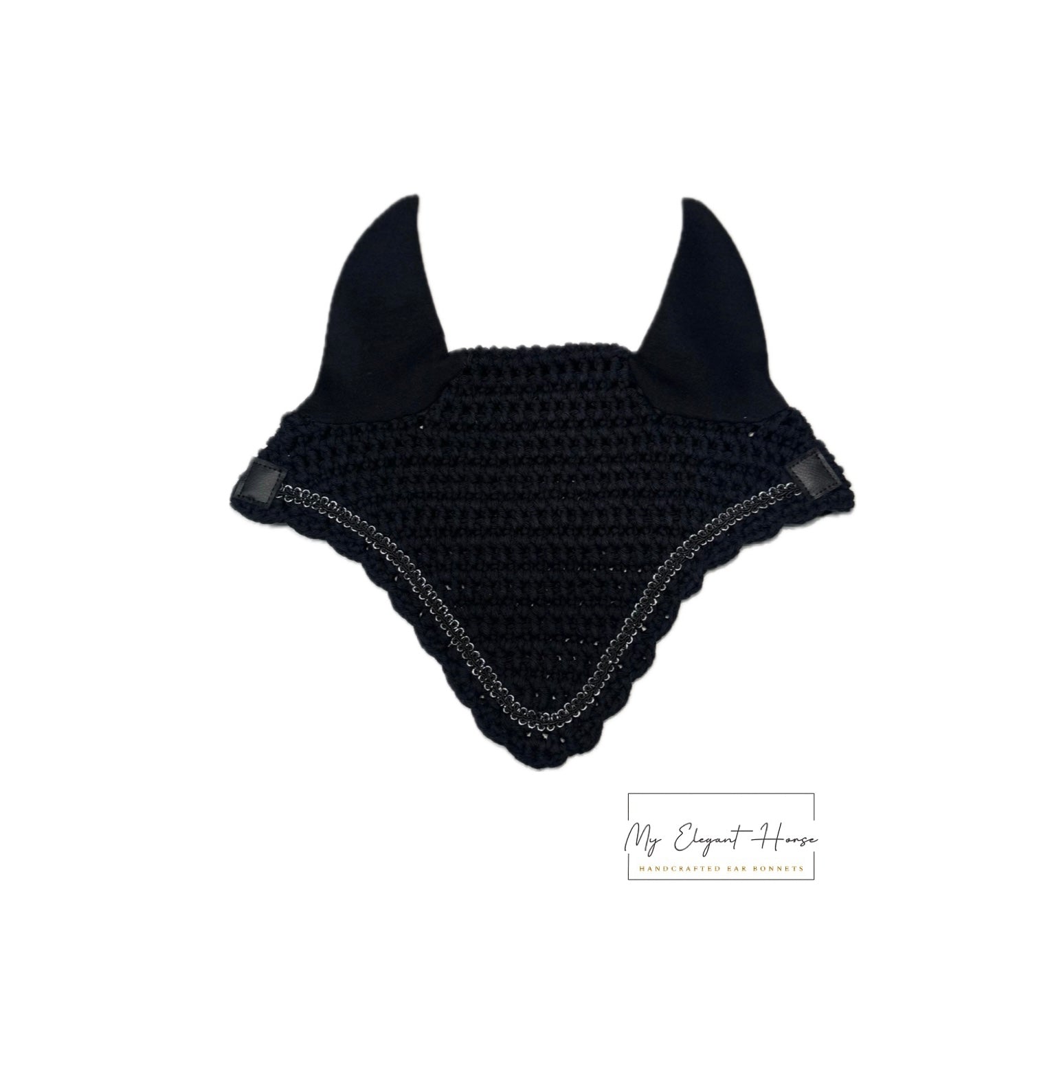 MUSTA PYÖREÄREUNAINEN KORVAHUPPU