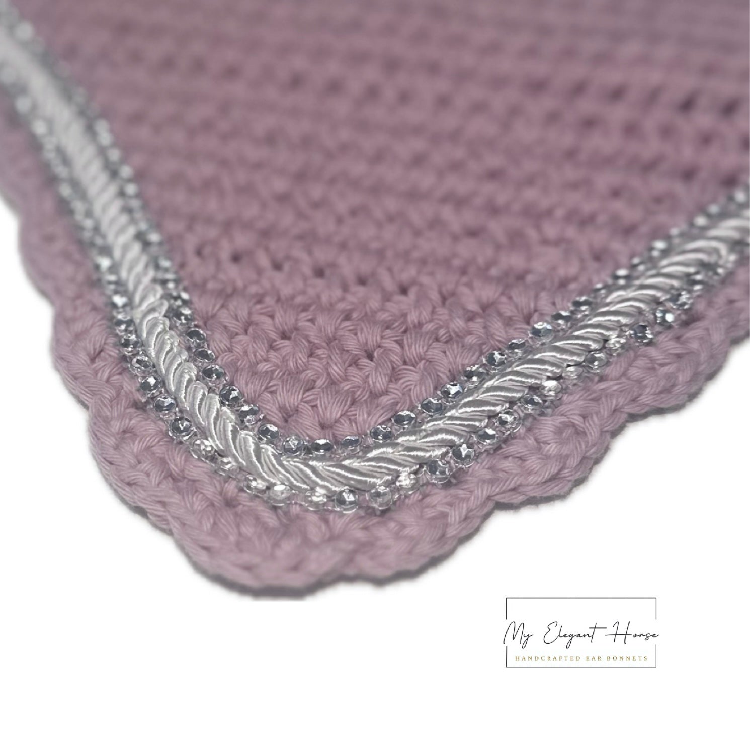 ROOSA PYÖREÄREUNAINEN STRASSINAUHOILLA KORISTELTU KORVAHUPPU